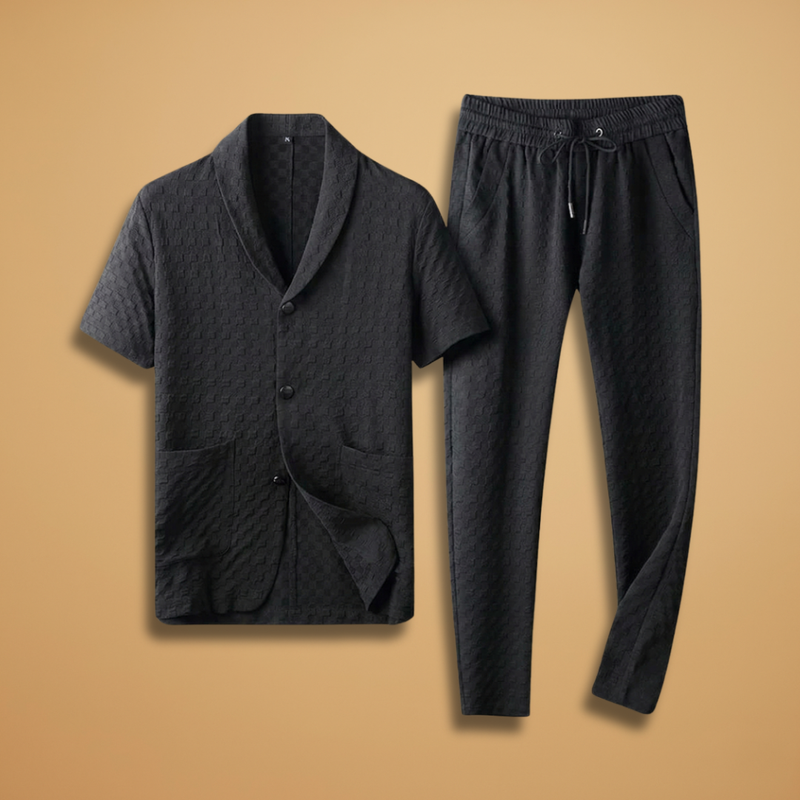 Ensemble détente — chemise boutonnée & pantalon de jogging