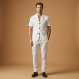 Ensemble détente — chemise boutonnée & pantalon de jogging