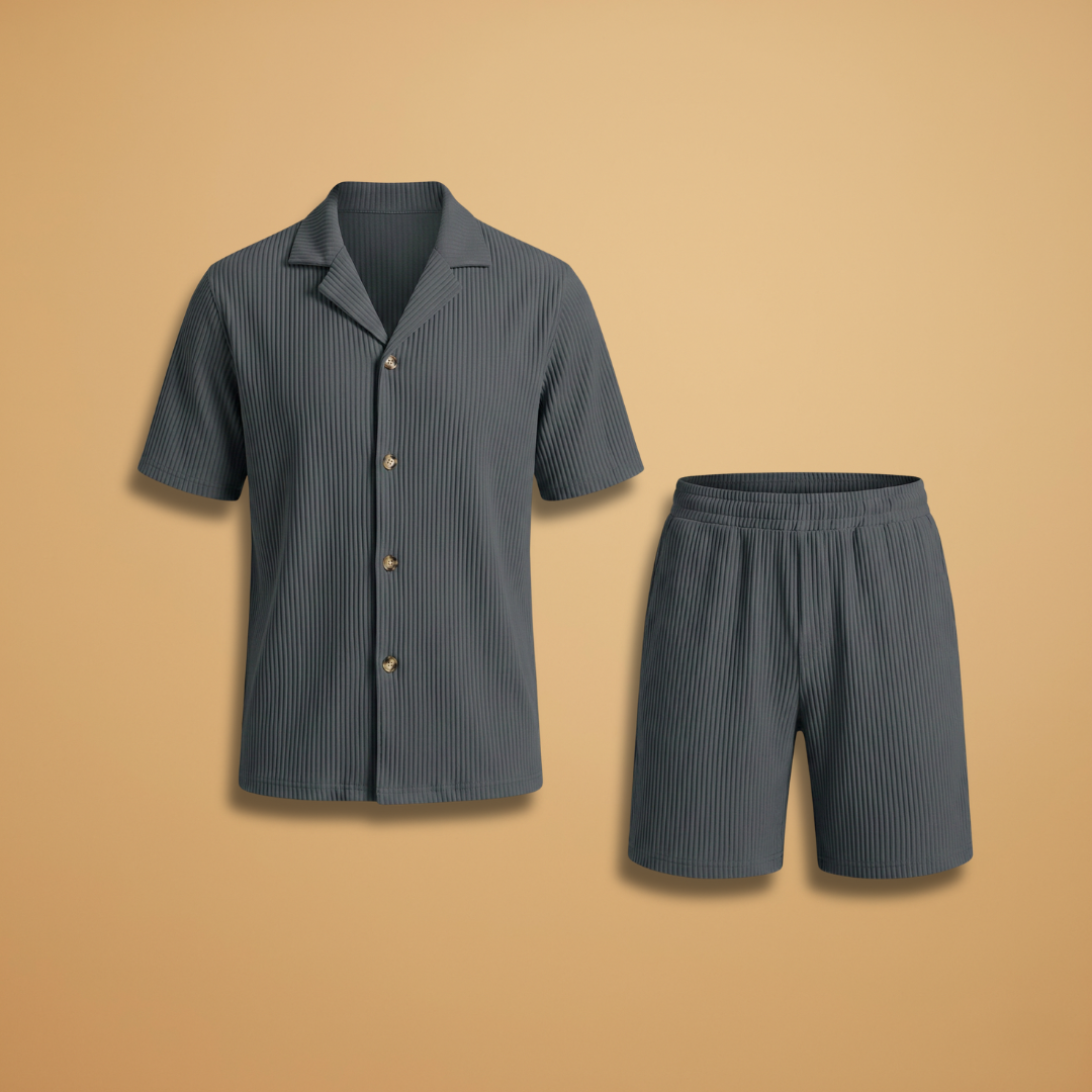Ensemble à manches courtes — chemise boutonnée & short assorti