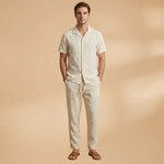 Ensemble pyjama d'été — chemise boutonnée & taille élastique