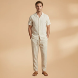 Ensemble pyjama d'été — chemise boutonnée & taille élastique
