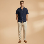 Ensemble pyjama d'été — chemise boutonnée & taille élastique