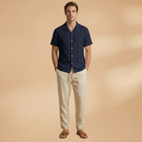 Ensemble pyjama d'été — chemise boutonnée & taille élastique