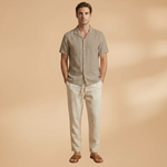 Ensemble pyjama d'été — chemise boutonnée & taille élastique