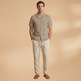 Ensemble pyjama d'été — chemise boutonnée & taille élastique