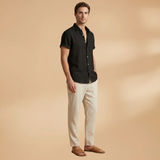 Ensemble pyjama d'été — chemise boutonnée & taille élastique