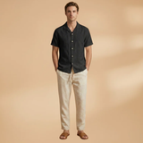 Ensemble pyjama d'été — chemise boutonnée & taille élastique
