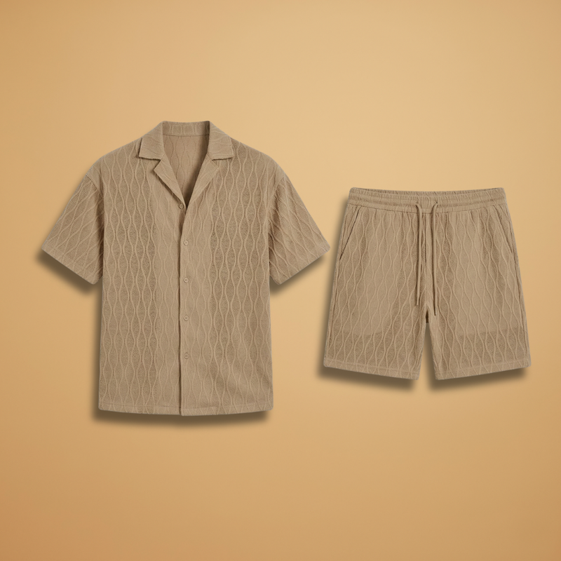 Ensemble d'été — chemise boutonnée & short à taille élastique