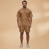 Ensemble d'été — chemise boutonnée & short à taille élastique