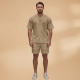Ensemble d'été — chemise boutonnée & short à taille élastique