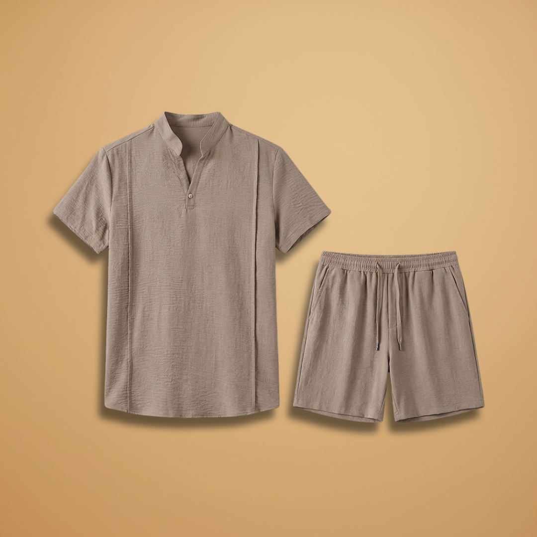 Ensemble d'été — chemise henley & pantalon à cordon