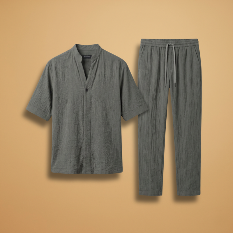 Ensemble d'été — chemise à manches longues & pantalon à cordon