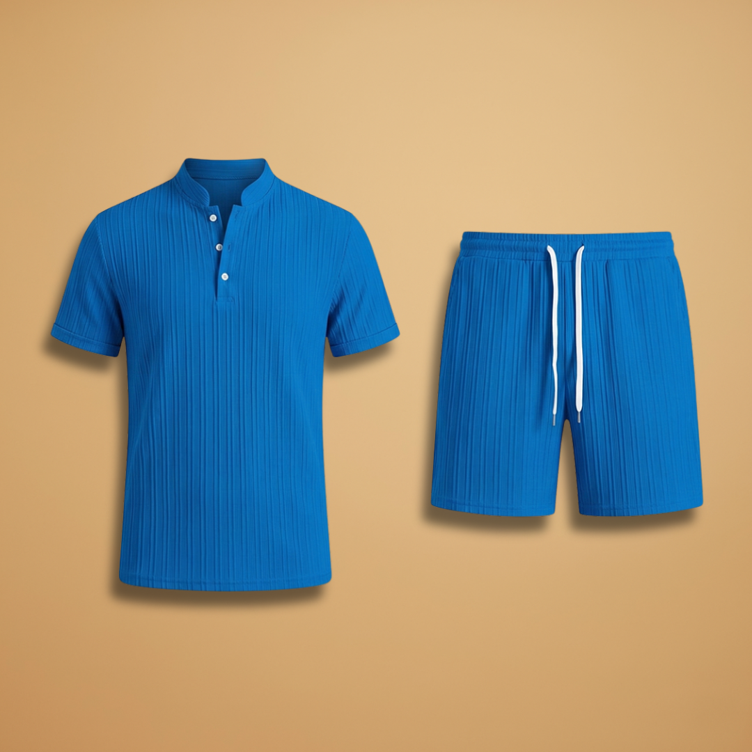 Ensemble d'été — polo côtelé & short à taille élastique
