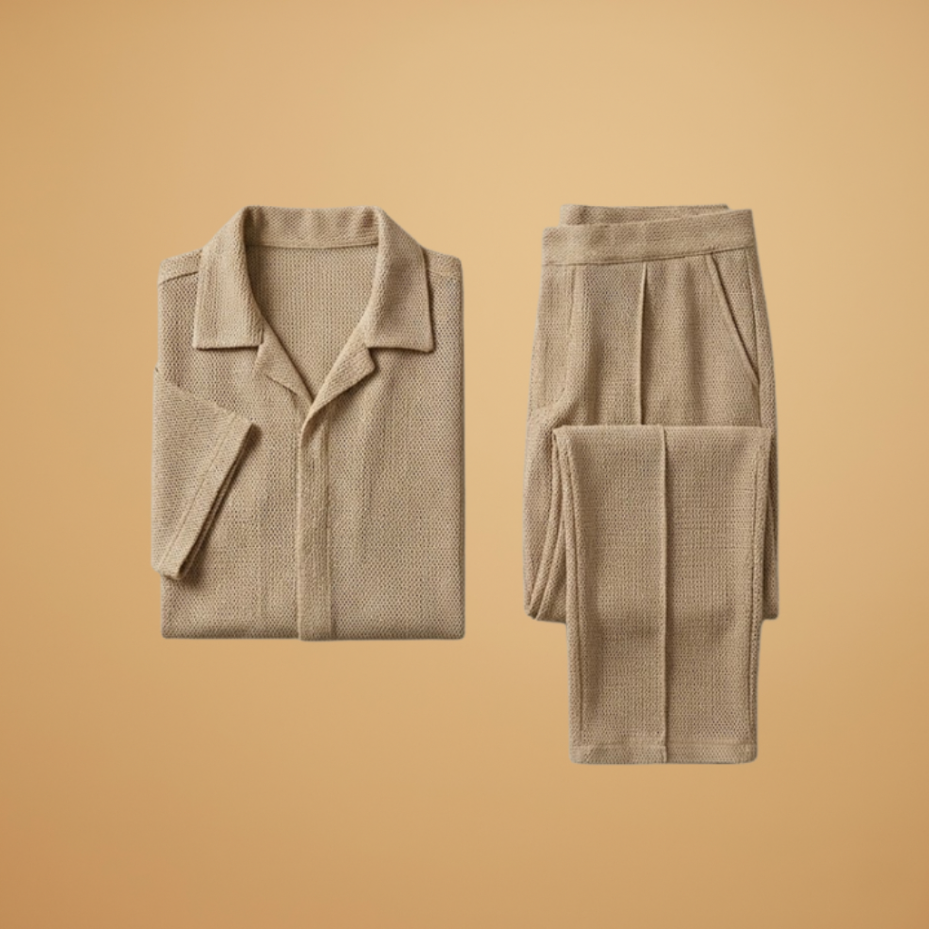 Ensemble d'été — chemise à manches courtes & pantalon à taille élastique