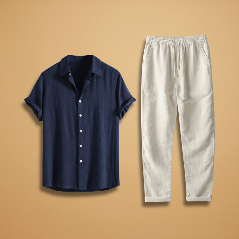 Ensemble d'été — chemise à manches courtes & pantalon fuselé