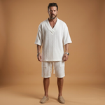 Ensemble d'été — chemise à col V & short