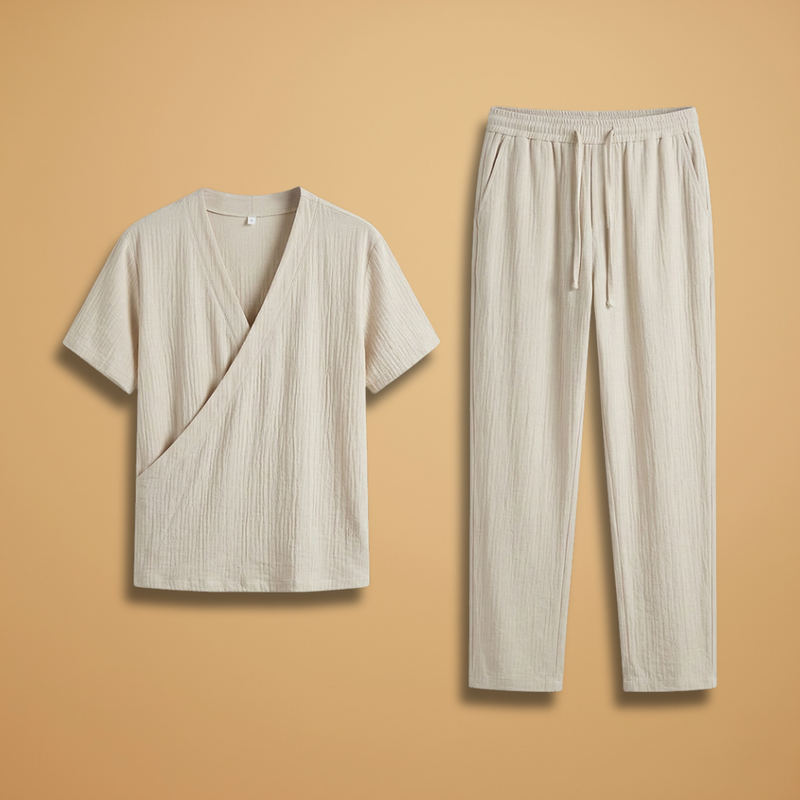Ensemble d'été — haut à col V & taille élastique