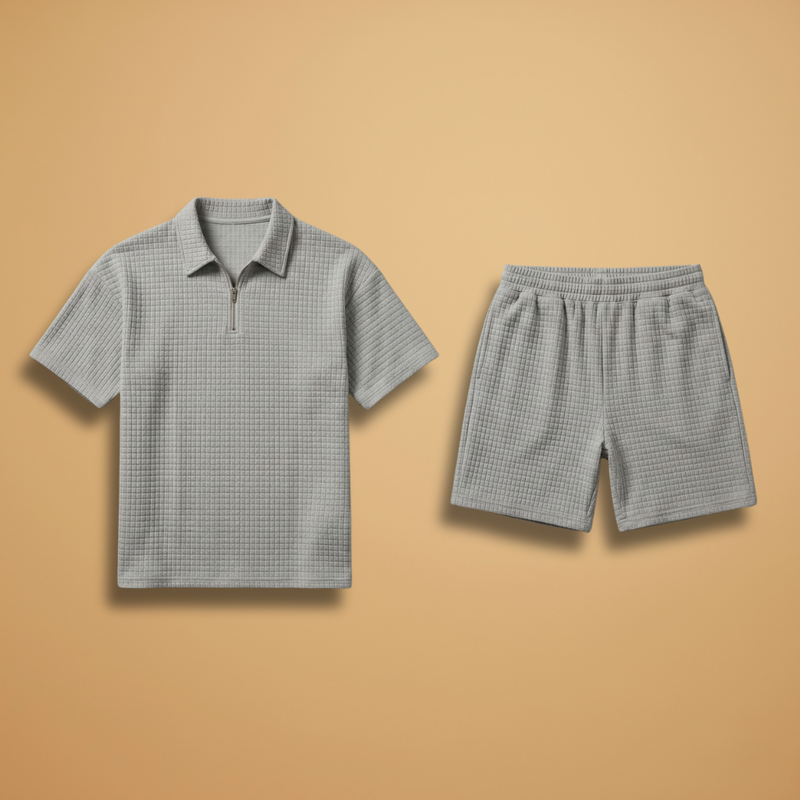 Ensemble — demi-zip et texture matelassée
