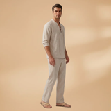Ensemble — chemise à lacets & pantalon à jambe large