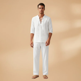 Ensemble — chemise à lacets & pantalon à jambe large