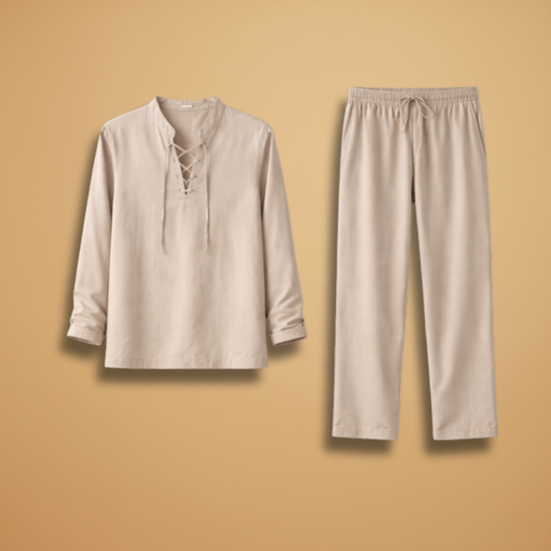 Ensemble — chemise à lacets & pantalon à jambe large