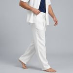 Pantalon à taille à cordon et plis devant