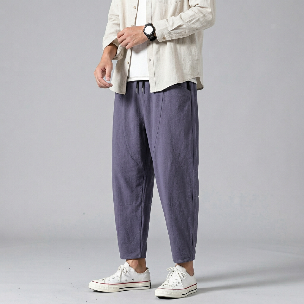 Pantalon court à taille élastique et cordon