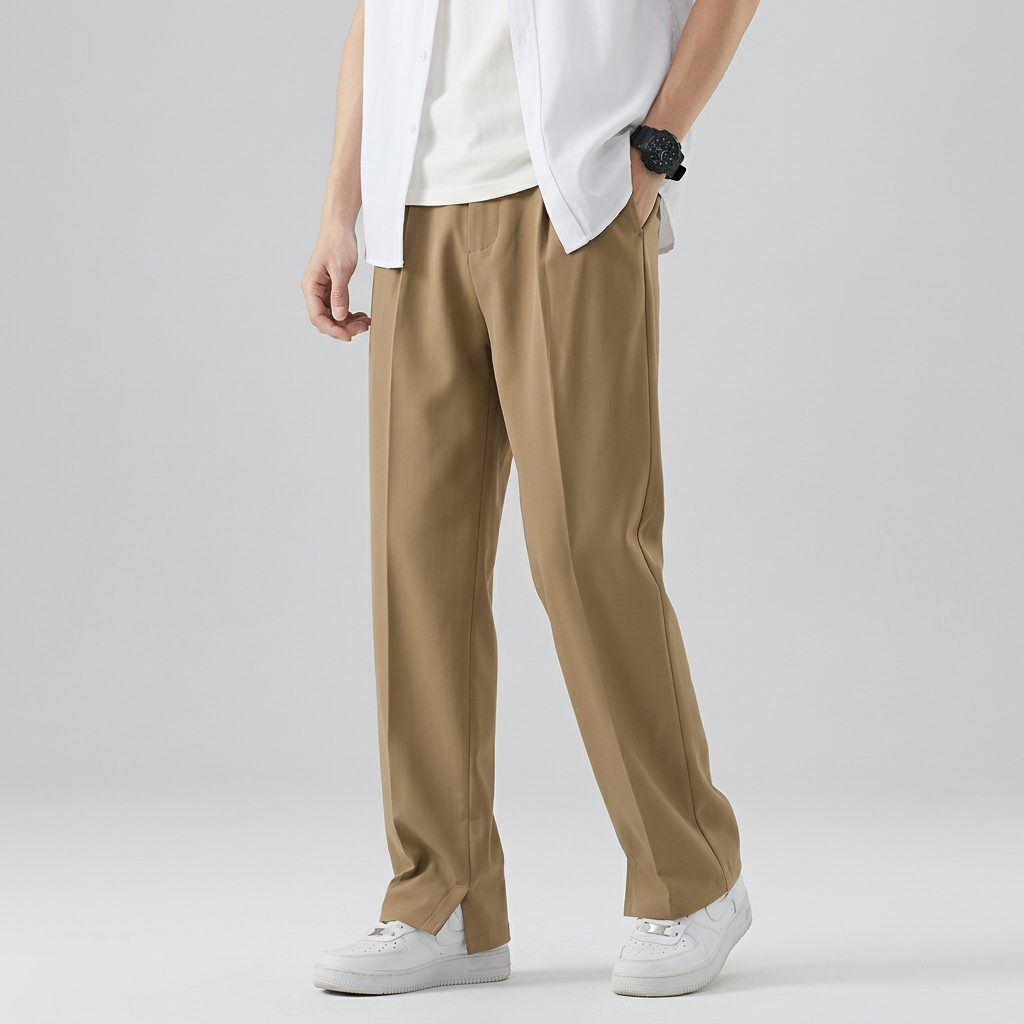 Pantalon à jambe droite et couture devant