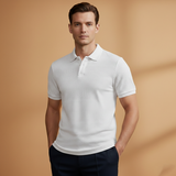 Polo texturé à col boutonné
