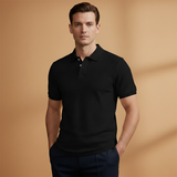 Polo texturé à col boutonné