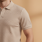 Polo texturé à col boutonné