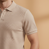 Polo texturé à col boutonné