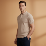 Polo texturé à col boutonné