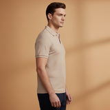Polo texturé à col boutonné