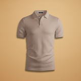 Polo texturé à col boutonné