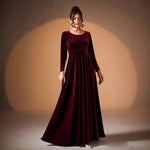 Béatrice — Robe Maxi en Velours à Manches Longues