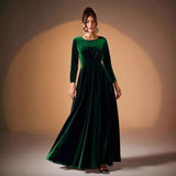 Béatrice — Robe Maxi en Velours à Manches Longues
