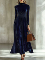 Robe Maxi en Velours Plissé