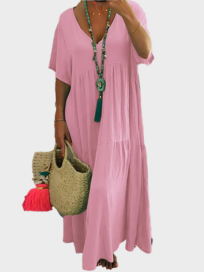 Linnea | Robe longue fluide à volants et col en V