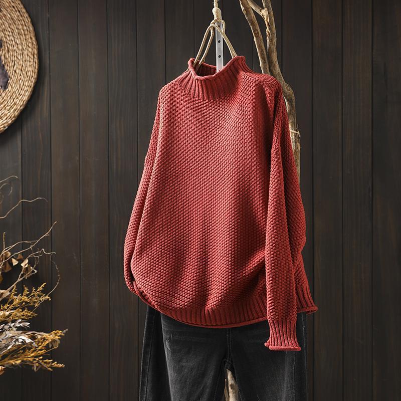 Élisabeth | Pull fin et près du corps Rouge, photo studio