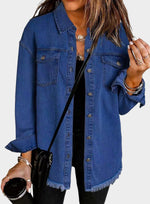 Veste en Jean Classique à Franges