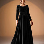 Béatrice — Robe Maxi en Velours à Manches Longues