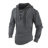 LACE-UP KNIT HOODIE FOR MEN