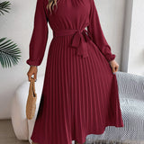 Martine — Robe Maxi Plissée Ceinturée