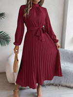 Robe Maxi Plissée Ceinturée