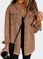 Veste en Jean Classique à Franges