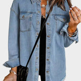 Veste en Jean Classique à Franges