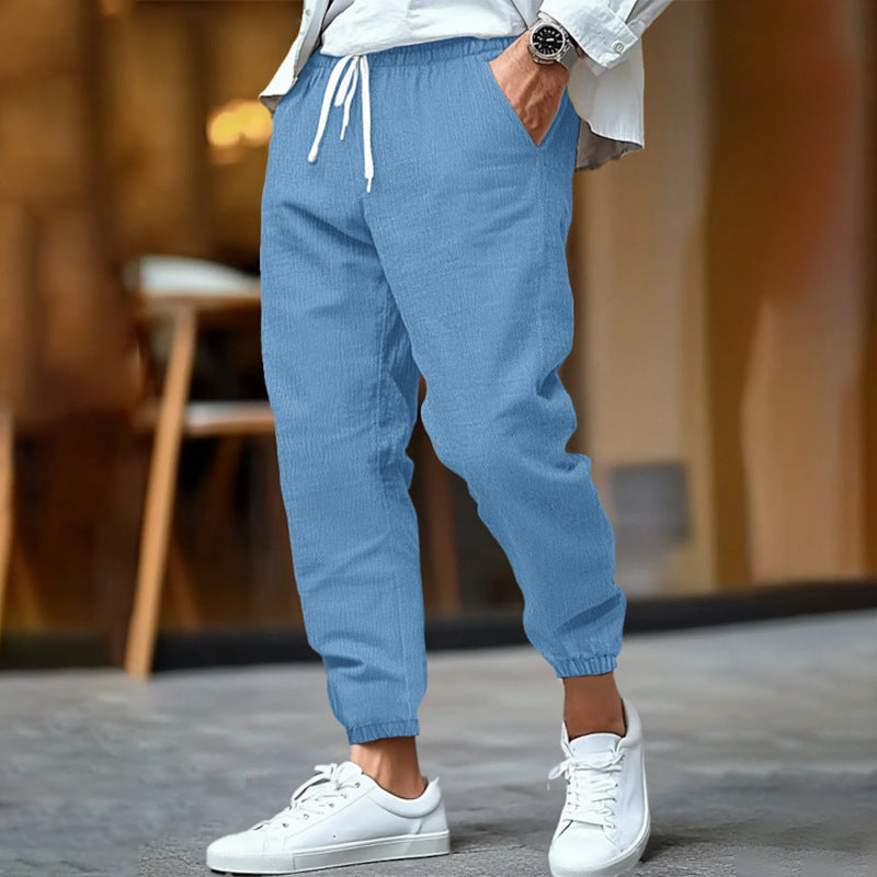 LINEN DRAWSTRING TROUSERS FOR MEN