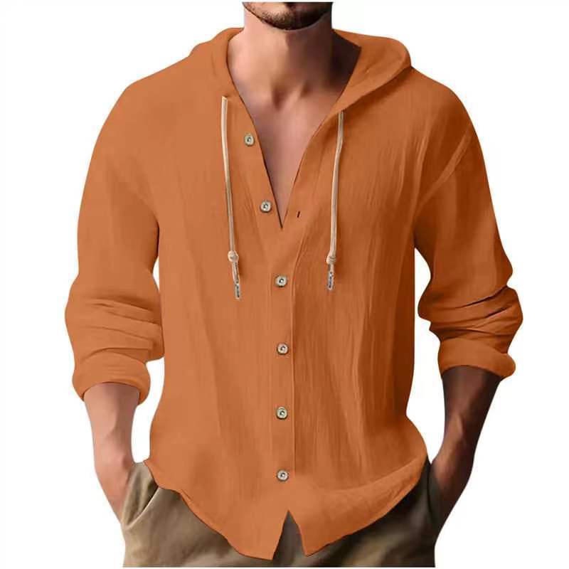 HOODED LINEN SHIRT FOR MEN