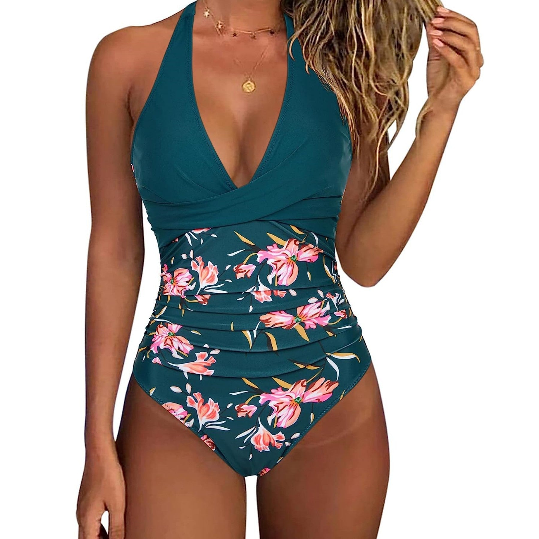 Bleu + Fleurs Roses / S